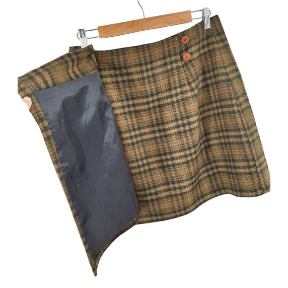Vintage Wool Blend Plaid Mini Skirt Wrap Style 11 - Picture 4 of 7